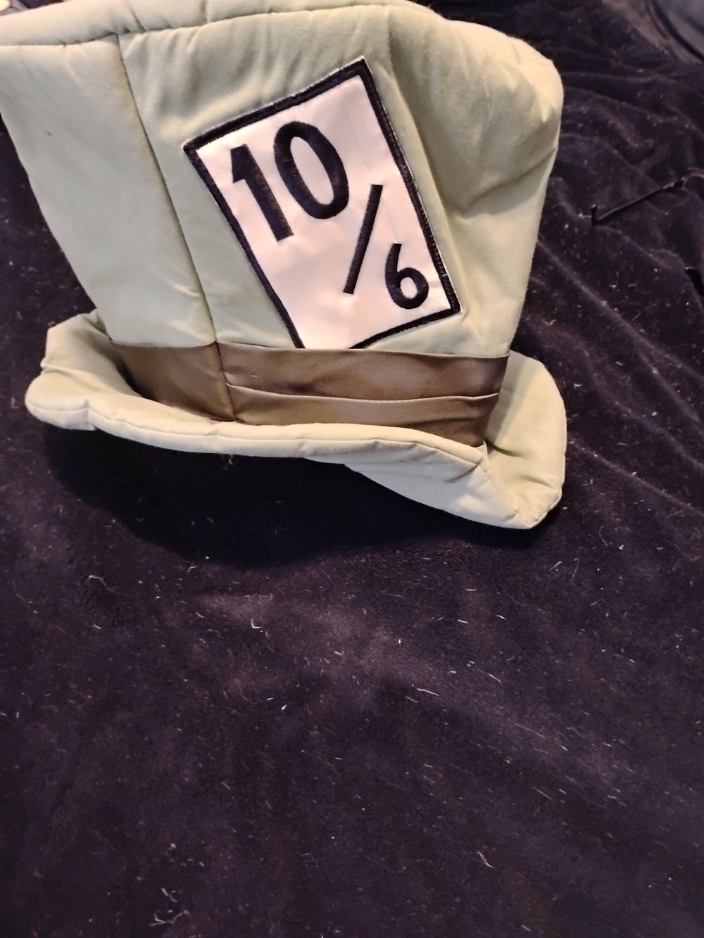 Disney Light Green Mad Hatter Top Hat with Brown Band and 10/6 Card